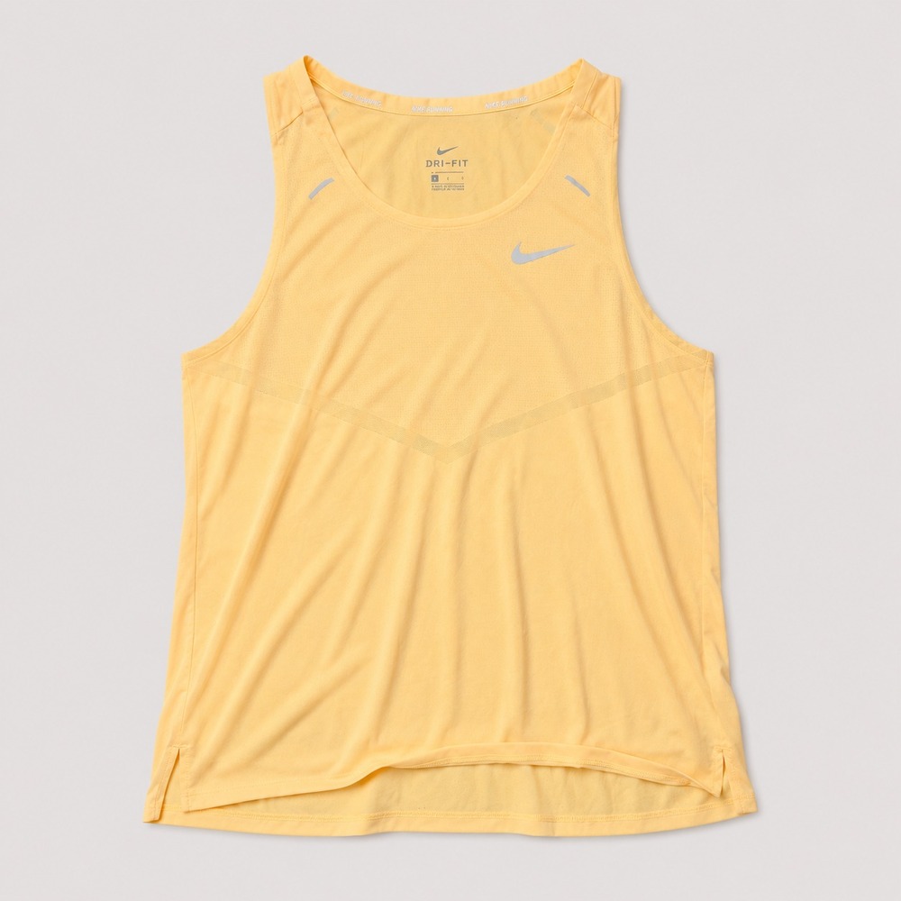 Nike Dri-FIT Mens L Running Tank Top Yellow Reflective Swoosh Athletic Gym